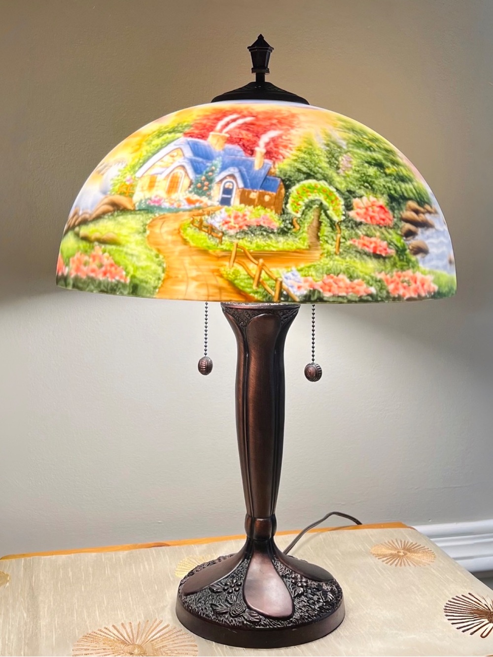 Thomas Kinkade Limited-Edition Reverse-Painted Table Lamp